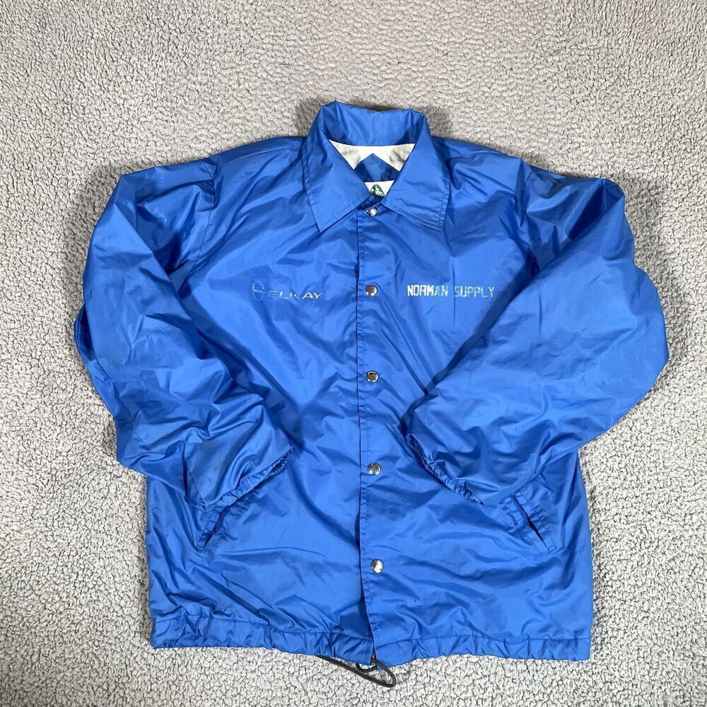 Vintage Pacific Trail Jacket Men's Coah Windbreaker Blue Button Collar 80s Small
